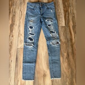 AE hi rise distressed jegging